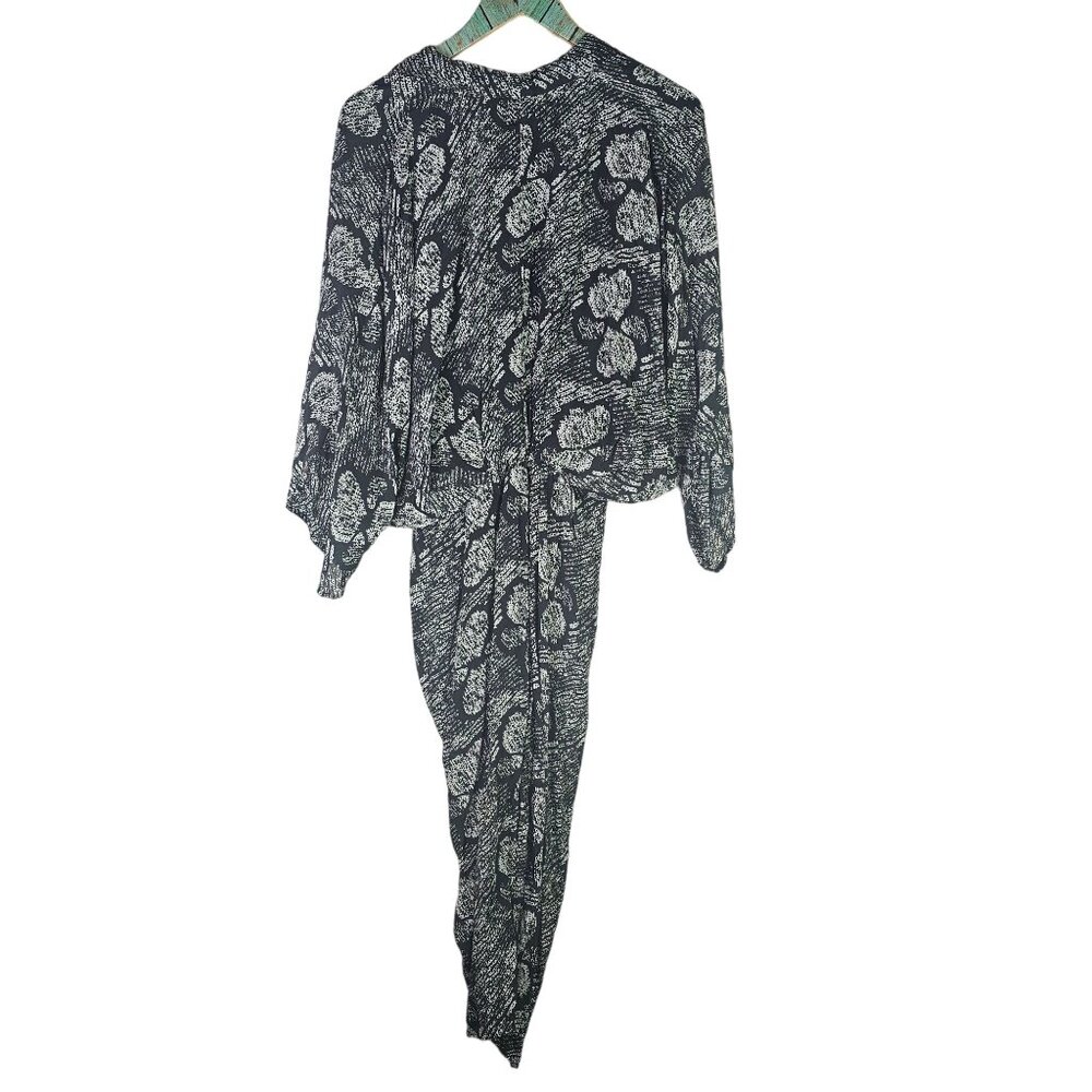 Vetiver Retrograde Kimono Dress Big Butterfly Black and White All Over Pattern, - Picture 4 of 12